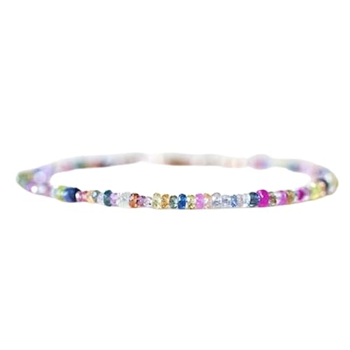 LKBEADS Armband mit mehreren Saphiren, 2–2,5 mm, Rondellform, facettierte Perlen, 17,8 cm, versilberter Verschluss, für Männer und Frauen|LK_STACK_04931 von LKBEADS