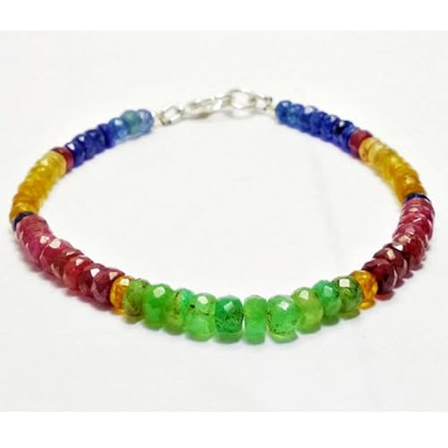 LKBEADS Armband mit mehreren Saphiren, 3–3,5 mm, Rondellform, facettierte Perlen, 17,8 cm, versilberter Verschluss, für Männer und Frauen|LK_STACK_04942 LKBEADS Armband mit mehreren Saphiren, 3–3,5 mm, Rondellform, facettierte Perlen, 17,8 cm, versilberter Verschluss, für Männer und Frauen|LK_STACK_04942 von LKBEADS