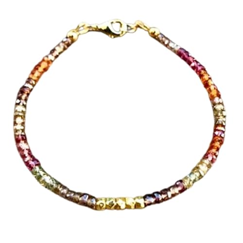 LKBEADS Armband mit mehreren Spinellen, 3 mm, Rondellform, facettierte Perlen, 17,8 cm, versilberter Verschluss, für Männer und Frauen|LK_STACK_04987 von LKBEADS