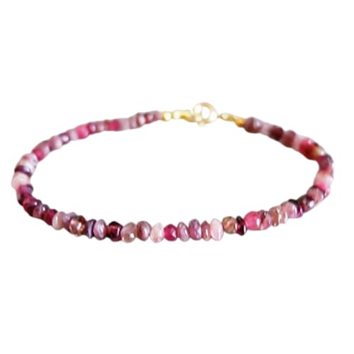 LKBEADS Armband mit mehreren Turmalinen, 3 mm, Nugget-Form, glatt geschliffene Perlen, 17,8 cm, vergoldeter Verschluss, für Männer und Frauen|LK_STACK_05014 von LKBEADS