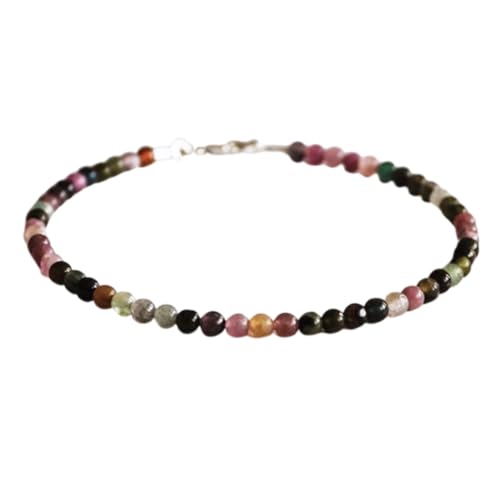 LKBEADS Armband mit mehreren Turmalinen, 3 mm, rund, glatt geschliffen, 17,8 cm, versilberter Verschluss, für Männer und Frauen|LK_STACK_05098 von LKBEADS