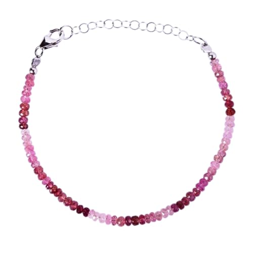 LKBEADS Armband mit rosa Turmalin, 3 mm, Rondellform, facettierte Perlen, 17,8 cm, verstellbarer versilberter Verschluss, für Männer und Frauen|LK_STACK_06093 LKBEADS Armband mit rosa Turmalin, 3 mm, Rondellform, facettierte Perlen, 17,8 cm, verstellbarer versilberter Verschluss, für Männer und Frauen|LK_STACK_06093 von LKBEADS