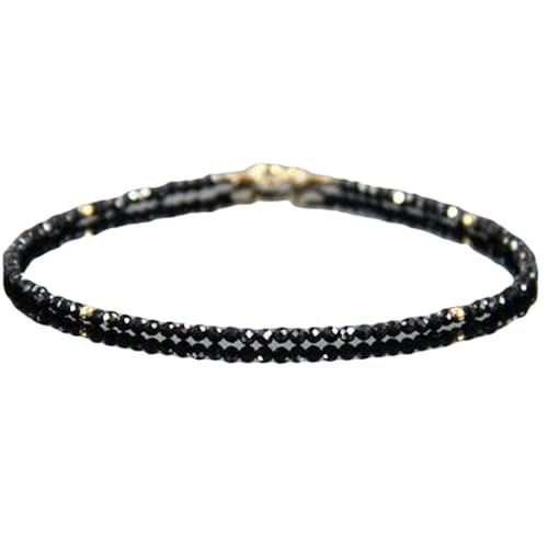 LKBEADS Armband mit schwarzem Spinell, 2 mm, rund, glatt geschliffen, vergoldeter Verschluss, 17,8 cm, für Männer und Frauen|LK_STACK_01239 LKBEADS Armband mit schwarzem Spinell, 2 mm, rund, glatt geschliffen, vergoldeter Verschluss, 17,8 cm, für Männer und Frauen|LK_STACK_01239 von LKBEADS