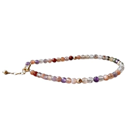 LKBEADS Auralite 3 mm runde facettierte Schliffperlen 7 Zoll verstellbarer versilberter Verschluss Armband für Männer, Frauen|LK_STACK_00870 von LKBEADS