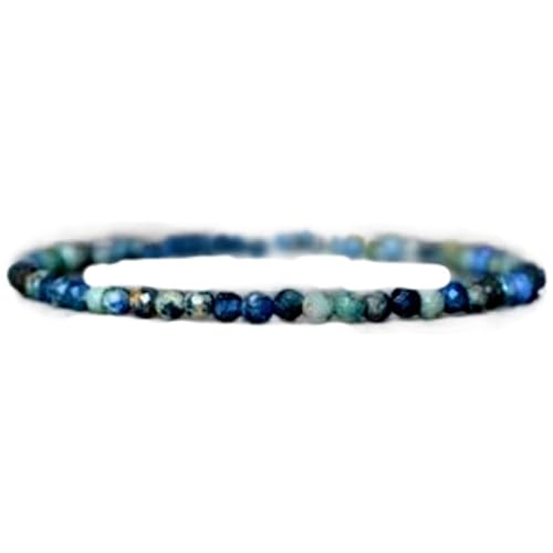 LKBEADS Azurit 3 mm runde facettierte Schliffperlen 7 Zoll versilberter Verschluss Armband für Männer, Frauen|LK_STACK_00911 von LKBEADS