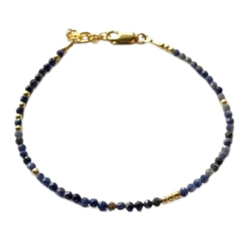 LKBEADS Blauer Saphir, 2,5 mm, runde Form, facettierte Perlen, 17,8 cm, verstellbarer vergoldeter Verschluss, Armband für Männer und Frauen|LK_STACK_01600 LKBEADS Blauer Saphir, 2,5 mm, runde Form, facettierte Perlen, 17,8 cm, verstellbarer vergoldeter Verschluss, Armband für Männer und Frauen|LK_STACK_01600 von LKBEADS