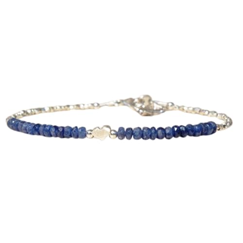 LKBEADS Blauer Saphir, 3,5 mm, Rondellform, facettierte Perlen, 17,8 cm, verstellbarer versilberter Verschluss, Armband für Männer und Frauen|LK_STACK_01548 LKBEADS Blauer Saphir, 3,5 mm, Rondellform, facettierte Perlen, 17,8 cm, verstellbarer versilberter Verschluss, Armband für Männer und Frauen|LK_STACK_01548 von LKBEADS