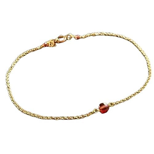 LKBEADS Granat, 4 mm, runde Form, facettierte Perlen, 17,8 cm, vergoldeter Verschluss, Armband für Männer und Frauen|LK_STACK_03304 von LKBEADS