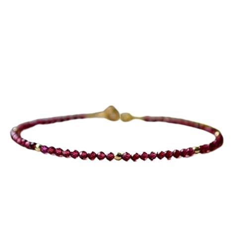LKBEADS Granat 2,5 mm runde Form facettierte Schliffperlen 7 Zoll vergoldeter Verschluss Armband für Männer, Frauen|LK_STACK_03184 von LKBEADS