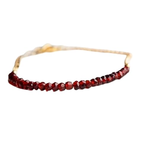 LKBEADS Granat 3,5–4 mm Rondellform facettierte Schliffperlen 7 Zoll vergoldeter Verschluss Armband für Männer, Frauen|LK_STACK_03084 von LKBEADS