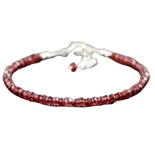 LKBEADS Granat 3,5 mm Rondellform facettierte Schliffperlen 7 Zoll verstellbarer versilberter Verschluss Armband für Männer, Frauen|LK_STACK_03093 von LKBEADS