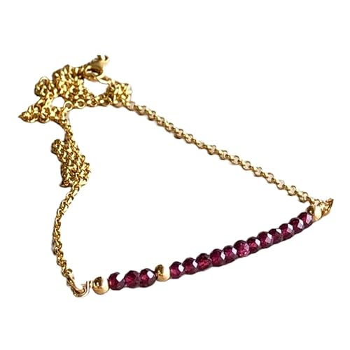 LKBEADS Granat 3,5 mm runde Form facettierte Schliffperlen 7 Zoll verstellbarer vergoldeter Verschluss Armband für Männer, Frauen|LK_STACK_03256 von LKBEADS