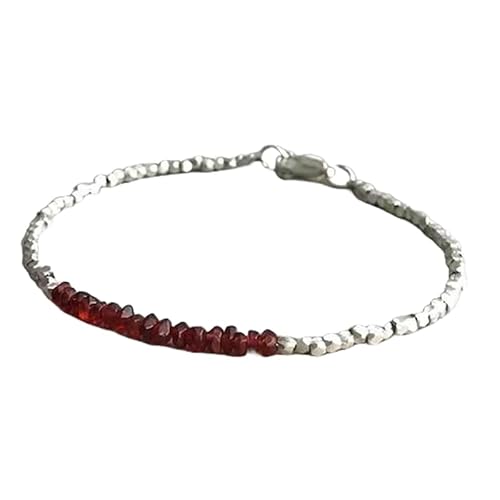 LKBEADS Granat 3–3,5 mm Rondellform facettierte Schliffperlen 7 Zoll versilberter Verschluss Armband für Männer, Frauen|LK_STACK_03117 von LKBEADS