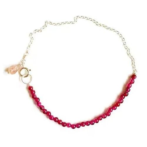 LKBEADS Granat 3 mm runde Form glatt geschliffene Perlen 7 Zoll versilberter Verschluss Armband für Männer, Frauen|LK_STACK_03298 von LKBEADS
