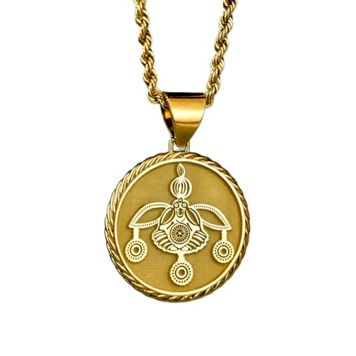 LKBEADS Halskette 925er Sterlingsilber| 22 mm 18 Zoll Kette Bienenanhänger rundem Seil Malia-Bienen-Münzanhänger antiker griechischer Schmuck gravierter Anhänger handgefertigte Vergoldung LG_00315 von LKBEADS