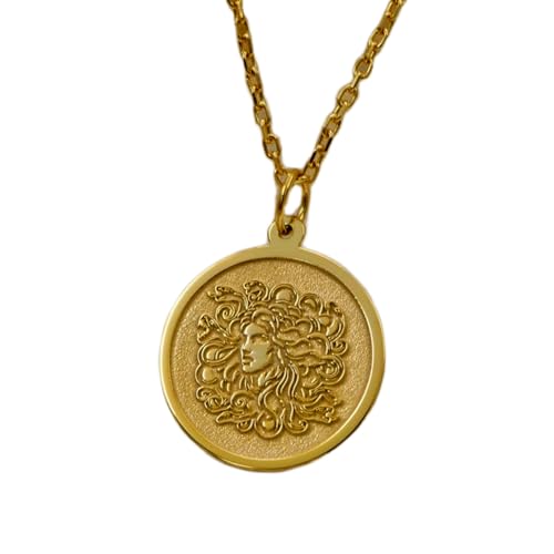 LKBEADS Halskette 925er Sterlingsilber| 22 mm 18-Zoll-Kette Medusa-Halskette – Anhänger der griechischen Mythologie kraftvoller femininer Schlangenanhänger mit Vergoldung L_01671 von LKBEADS