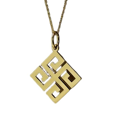 LKBEADS Halskette 925er Sterlingsilber| 28 mm| 45|7 cm Kette| Schmuck| dem antiken Griechenland| zierlicher Schlüsselanhänger| mit Mäandersymbol| vergoldet| handgefertigt| LG_00828 von LKBEADS