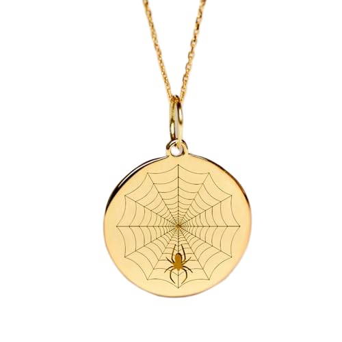 LKBEADS Halskette aus 925er Sterlingsilber, 22–24 mm, 45,7 cm lange Kette, Spinnennetz-Anhänger, Spinnenkette, zierlicher Spinnenanhänger, handgefertigter Schmuck mit Vergoldung, L_02202 von LKBEADS