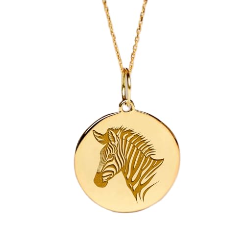 LKBEADS Halskette aus 925er Sterlingsilber, 22–24 mm, 45,7 cm lange Kette, Zebra-Anhänger, Zebra-Halskette, zierlicher Zebra-Anhänger, handgefertigter Schmuck mit Vergoldung, L_02196 von LKBEADS