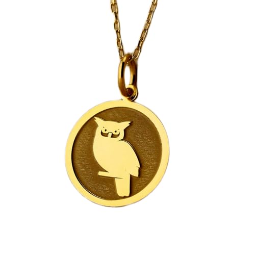 LKBEADS Halskette aus 925er Sterlingsilber, 24 mm, 45,7 cm Kette, Eulenkette, Eulenanhänger, Vogel-Eulenanhänger, Tierkette, Eulenanhänger für Damen, vergoldeter handgefertigter Schmuck, L_01380 von LKBEADS