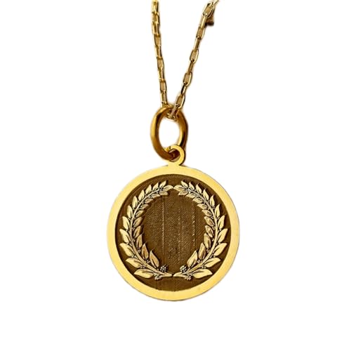 LKBEADS Halskette aus 925er Sterlingsilber, 24 mm | 18-Zoll-Kette | Lorbeerkranz-Halskette | Lorbeerkranz-Anhänger | Kronensymbol | Ruhm | antikes Rom | Frau | handgefertigte Vergoldung | L_01095 von LKBEADS