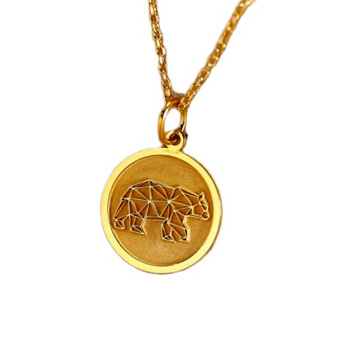 LKBEADS Halskette aus 925er Sterlingsilber, 24 mm | 18-Zoll-Kette | Origami-Bär-Halskette | Mama-Bär-Anhänger | Eisbär-Charm | Familienkette | Geburtstag | Vergoldung, handgefertigt | L_01375 von LKBEADS