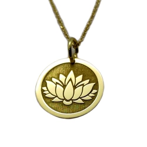 LKBEADS Halskette aus 925er Sterlingsilber, 25 mm, 45,7 cm lange Kette, Lotusblumen-Halskette – Blumen-Charm – Abschluss-Charm – Lotusblumen-Anhänger, handgefertigter Schmuck mit Vergoldung, 00908 von LKBEADS