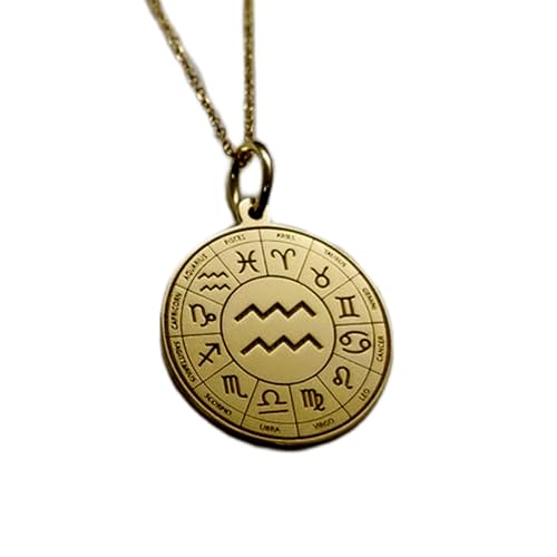 LKBEADS Halskette aus 925er Sterlingsilber, 26 mm, 45,7 cm Kette, Wassermann-Anhänger, Sternzeichen-Schmuck, Astrologie-Wassermann, Sternzeichen, handgefertigt, Vergoldung, 00539 von LKBEADS
