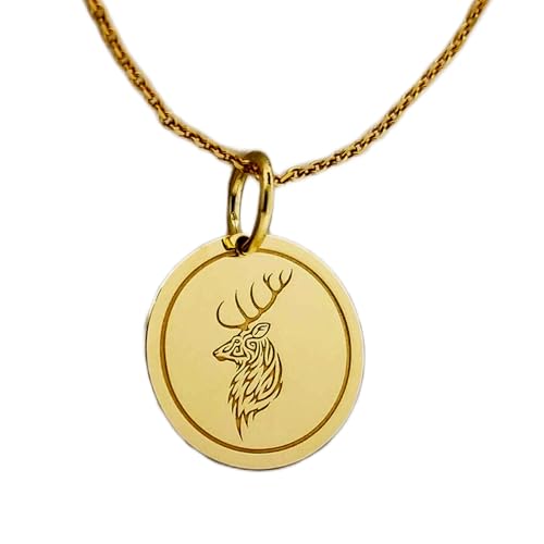 LKBEADS Halskette aus 925er Sterlingsilber, 28 mm, 45,7 cm lange Kette, Hirschanhänger, Schmuck mit Hirschkopf, Tieranhänger, Naturanhänger, vergoldeter Hirsch, handgefertigt, 00290 von LKBEADS