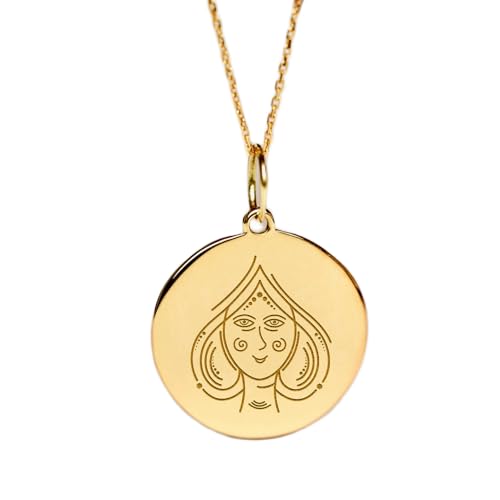 LKBEADS Halskette aus 925er Sterlingsilber| 22–24 mm| 45|7 cm lange Kette| Jungfrau-Halskette| zierlicher| künstlerischer handgefertigter Schmuck mit Vergoldung| L_02296 von LKBEADS