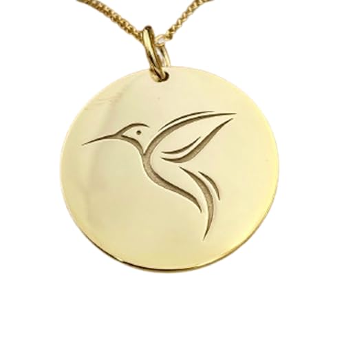 LKBEADS Halskette aus 925er Sterlingsilber| 22–24 mm| 45|7 cm lange Kette| Kolibri-Anhänger| Tieranhänger| handgefertigter Schmuck mit Vergoldung| L_02321 von LKBEADS