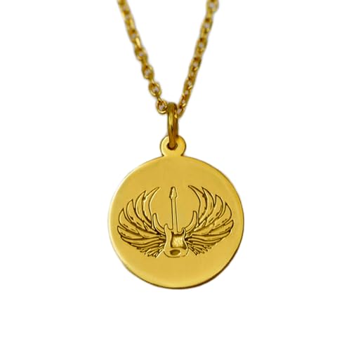 LKBEADS Halskette aus 925er Sterlingsilber| 22 mm 18 Zoll Kette Gitarrenflügel-Halskette – Männer und Frauen Einzigartig Musikliebhaber Anhänger Vergoldung| handgefertigt L_01899 von LKBEADS