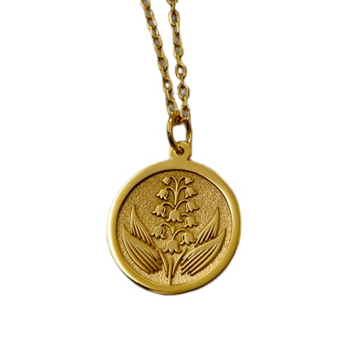 LKBEADS Halskette aus 925er Sterlingsilber| 22 mm 18 Zoll Kette Maiglöckchen-Halskette – botanischer Anhänger floralem Charm Natur Vergoldung L_01686 von LKBEADS