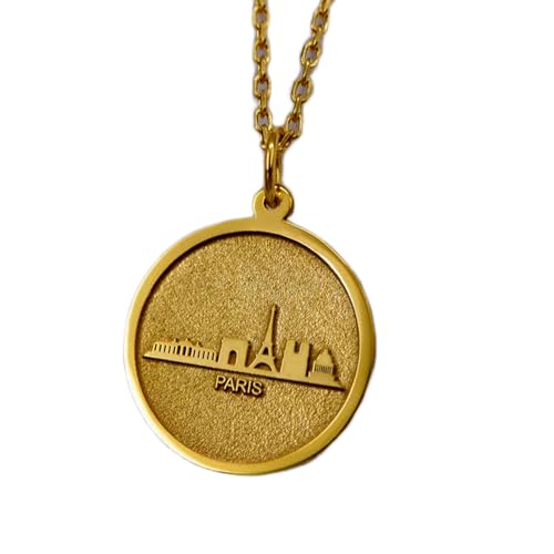 LKBEADS Halskette aus 925er Sterlingsilber| 22 mm 18-Zoll-Kette Paris-Halskette – Stadtanhänger Reise-Charme romantisches Frankreich minimalistischer für sie mit Vergoldung L_01656 von LKBEADS