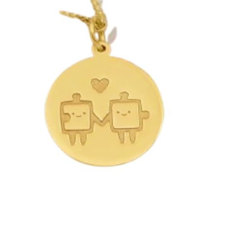 LKBEADS Halskette aus 925er Sterlingsilber| 22 mm 18-Zoll-Kette Puzzle-Liebesanhänger – passende Herzkette Paar Puzzleteil-Halskette für sie Valentinstag Vergoldung L_01841 von LKBEADS