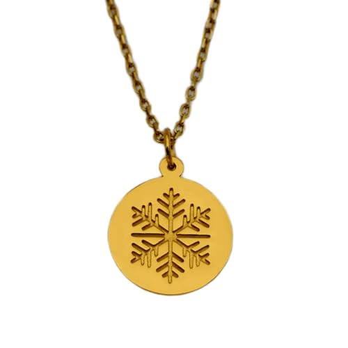 LKBEADS Halskette aus 925er Sterlingsilber| 22 mm 18-Zoll-Kette Schneeflockenkette – Winter-Schnee-Anhänger im Frozen-Stil Urlaub oder für ihn mit Vergoldung L_01950 von LKBEADS