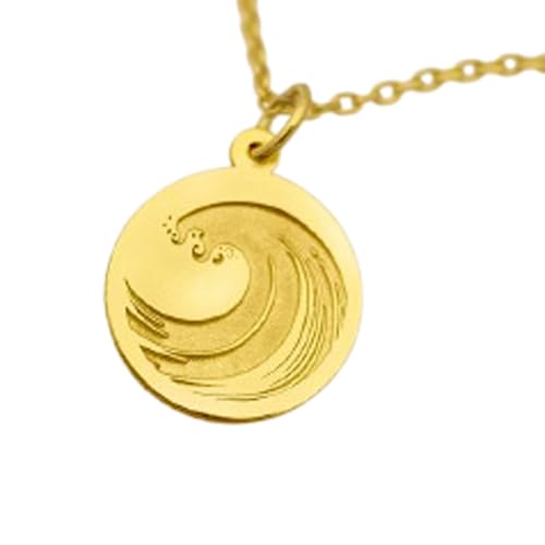 LKBEADS Halskette aus 925er Sterlingsilber| 22 mm 18-Zoll-Kette – vom Ozean inspiriert Charm-Halskette Strandliebhaber Surfer und Meeresliebhaber nautisch handgefertigt| vergoldet L_01832 von LKBEADS