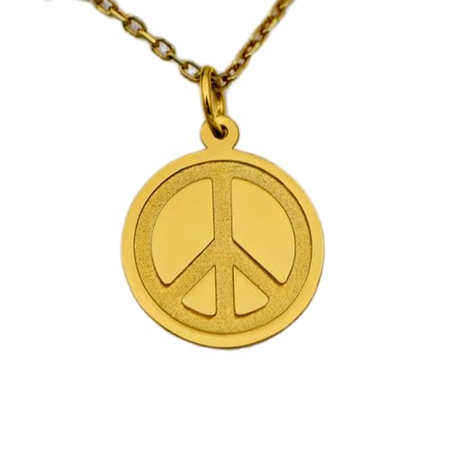 LKBEADS Halskette aus 925er Sterlingsilber| 22 mm 45|7 cm Kette Friedenssymbol-Anhänger – spiritueller Charme minimalistischer für ihn Hippie-Stil Gravur mit Vergoldung L_01952 von LKBEADS