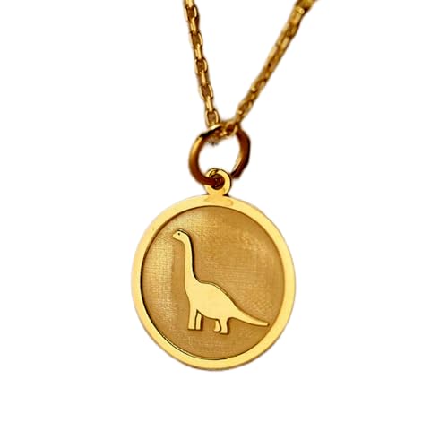 LKBEADS Halskette aus 925er Sterlingsilber| 24 mm 18-Zoll-Kette Dinosaurier-Halskette Dino-Anhänger für jeden Tag Symbol der Stärke Geburtstag handgefertigter mit Vergoldung L_01335 von LKBEADS