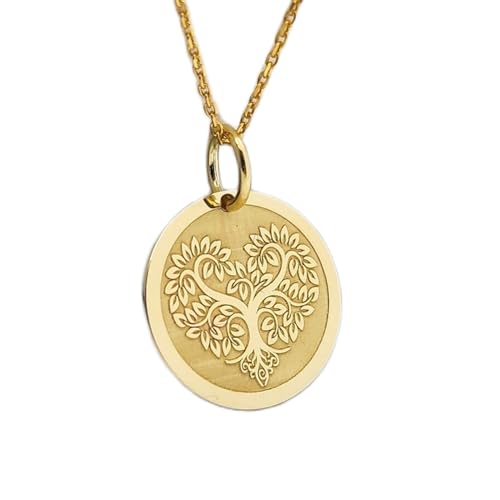 LKBEADS Halskette aus 925er Sterlingsilber| 24 mm 18-Zoll-Kette Herzbaum-Halskette Münze Lebensbaum-Schmuck Herz-Charm handgefertigter Schmuck Vergoldung LG_00026 von LKBEADS