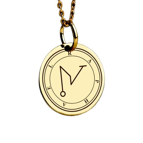 LKBEADS Halskette aus 925er Sterlingsilber| 24 mm 18 Zoll Kette Schutzengel-Anhänger mit der Signatur des Erzengels Heilamulett katholischer Schmuck okkulter Talisman Heiliger Vergoldung LG_00673 von LKBEADS