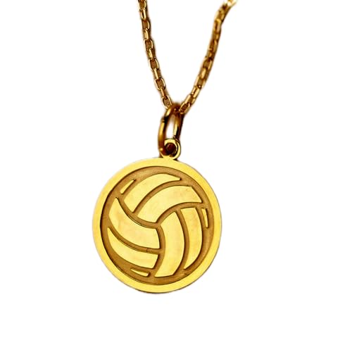 LKBEADS Halskette aus 925er Sterlingsilber| 24 mm| 45|7 cm Kette| Volleyball-Halskette| Volleyball| Sportschmuck| Geburtstag| handgefertigter Schmuck mit Vergoldung| L_01161 von LKBEADS