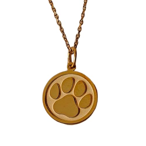 LKBEADS Halskette aus 925er Sterlingsilber| 24 mm| 45|7 cm lange Kette| Katzenpfoten-Halskette| zierlicher Pfotenabdruck| Tieranhänger| Katze| Geburtstag| handgefertigt| vergoldet| L_01236 von LKBEADS