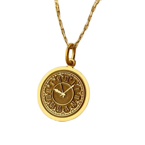 LKBEADS Halskette aus 925er Sterlingsilber| 24 mm| 45|7 cm lange Kette| Vintage-Uhrenanhänger| römische Zeithalskette| für Damen| handgefertigter Schmuck mit Vergoldung| L_01360 von LKBEADS