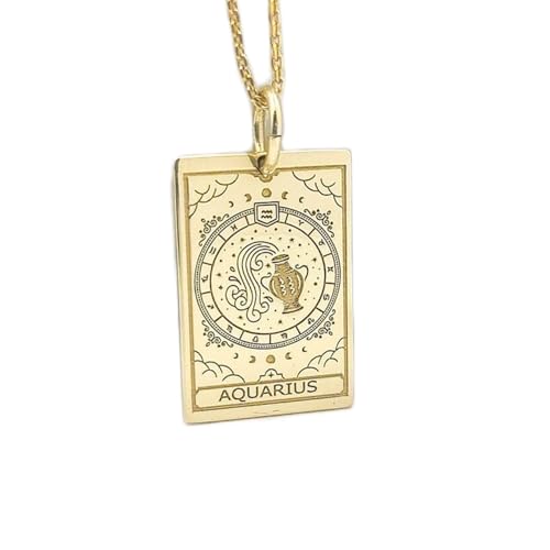 LKBEADS Halskette aus 925er Sterlingsilber| 24 x 16 mm| 45|7 cm lange Kette| Sternzeichen-Anhänger Schmuck Sternzeichen-Karte Astrologie| Tarot| vergoldet| handgefertigt| LG_00179 von LKBEADS