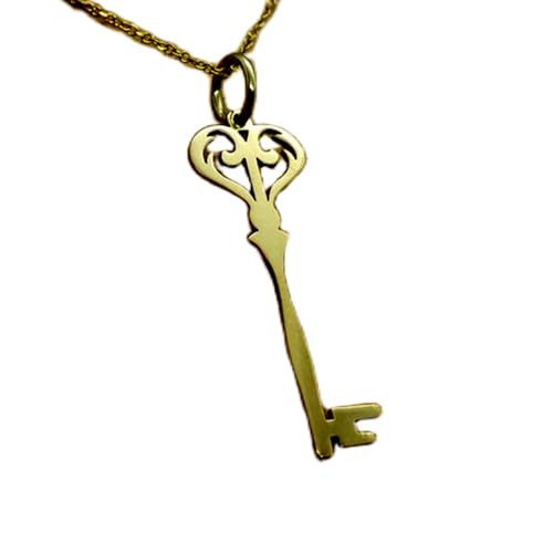 LKBEADS Halskette aus 925er Sterlingsilber| 25 x 8 mm| 45|7 cm Kette| viktorianischer Vintage-Schlüsselanhänger| zierlicher Damenanhänger| Anhänger| handgefertigt| vergoldet| LG_00568 von LKBEADS
