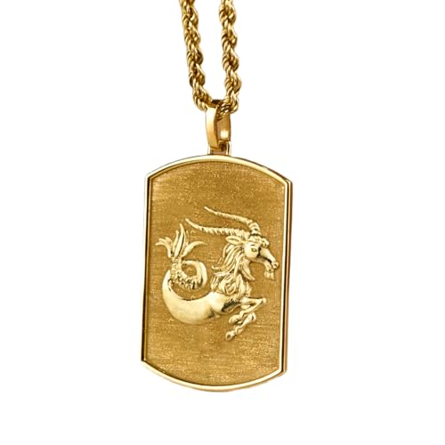 LKBEADS Halskette aus 925er Sterlingsilber| 30 x 19 mm| 45|7 cm lange Kette| Sternzeichen Steinbock| Anhänger| Schmuck| Seilkette| Sternzeichen| vergoldet| handgefertigt| LG_00513 von LKBEADS