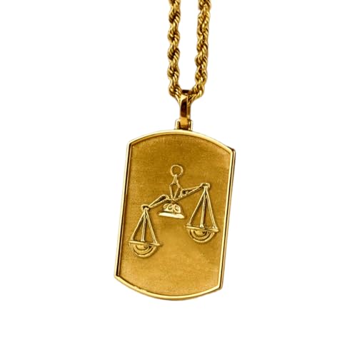 LKBEADS Halskette aus 925er Sterlingsilber| 30 x 19 mm| 45|7 cm lange Kette| Sternzeichen Waage| Anhänger| Schmuck| Seilkette| Sternzeichen| vergoldet| handgefertigt| LG_00492 von LKBEADS