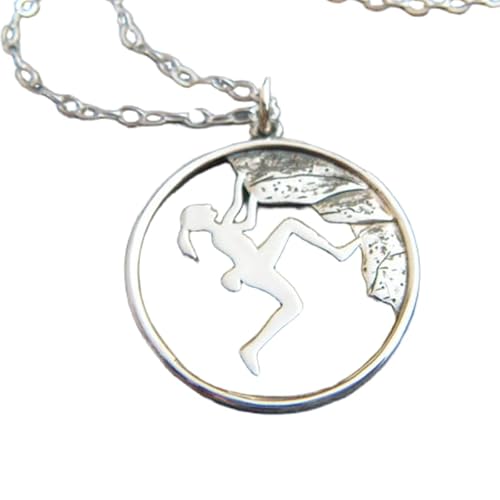 LKBEADS Halskette aus 925er Sterlingsilber für Klettererinnen, Sport, Bergsteigen, Klippe, Klettern, Sportlerin, Charm, Sportschmuck für Frauen | mit 45,7 cm langer Kette | versilbert | L_PN_0265 von LKBEADS