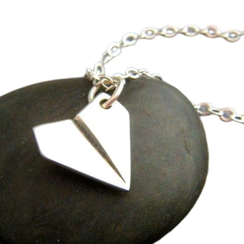 LKBEADS Halskette aus 925er Sterlingsilber mit Papierflugzeug, zierlicher, skurriler Origami-Anhänger, kleiner Flugzeug-Charm, lustiger Schmuck, einzigartiges Geschenk für sie | mit 18-Zoll-Kette | von LKBEADS